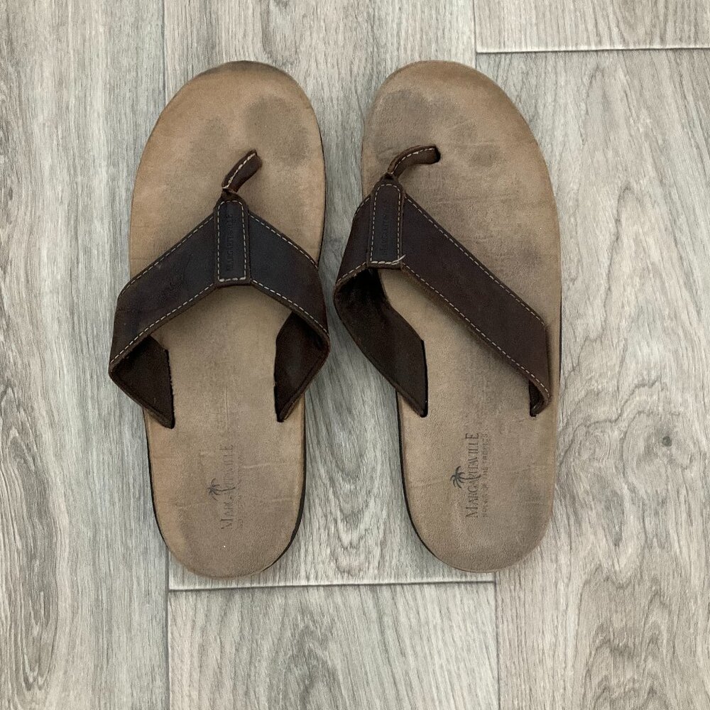 Margaritaville Flip Flops Men's 12 Brown Thong Sandals Soles of the Tropics